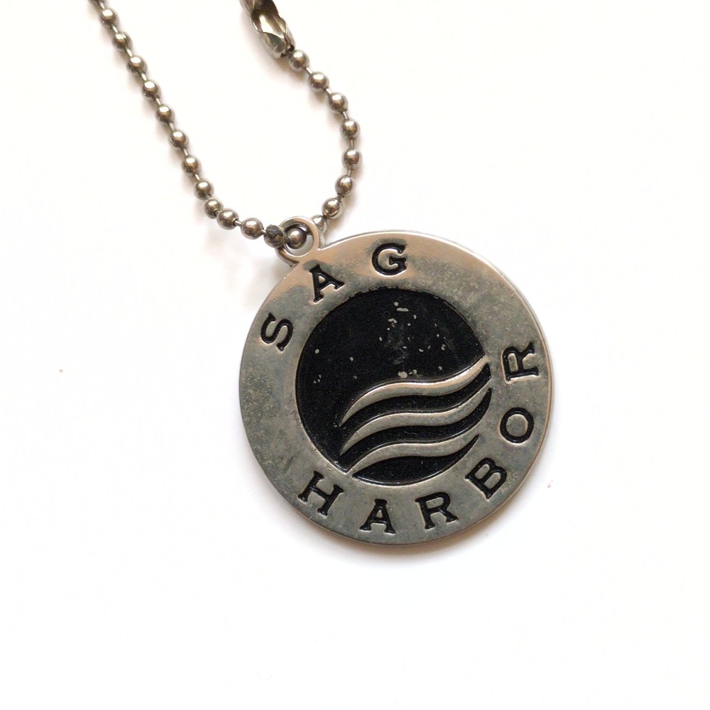 Sag Harbor Purse Hangtag Charm Fob Silver Black Wave Metal Ball Chain